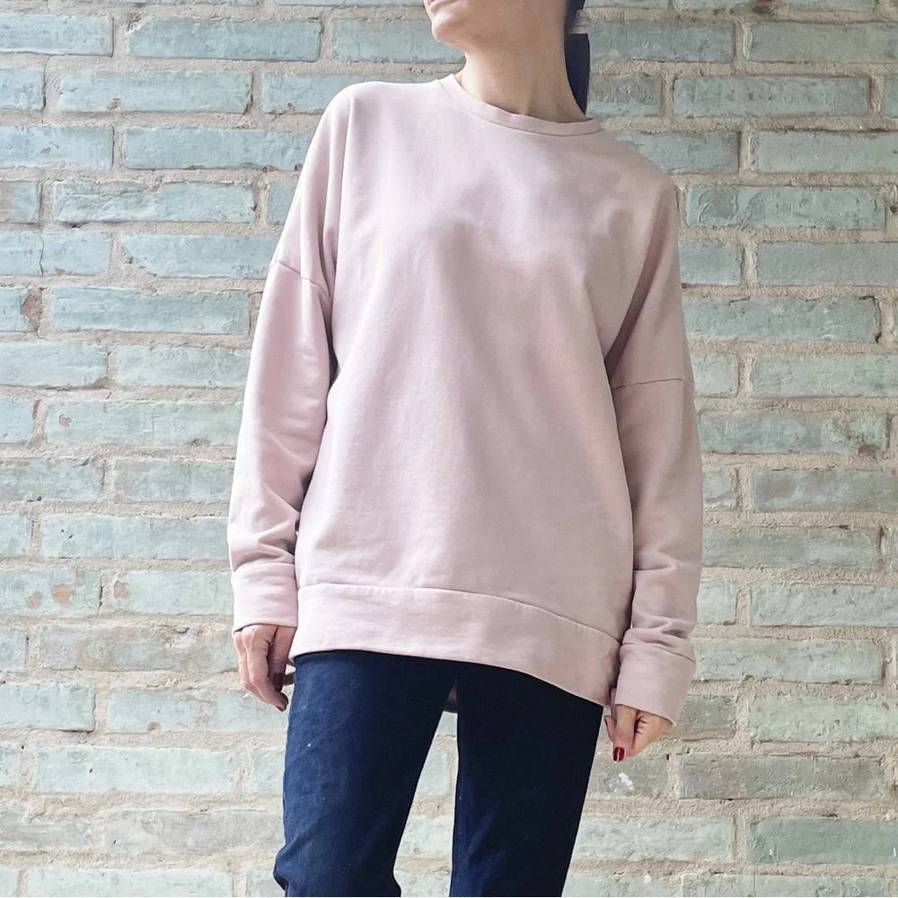 COS Pink Sweatshirt Dusty Rose Oversized Crew Neck Drop Sleeve Sweater - Picture 1 of 14